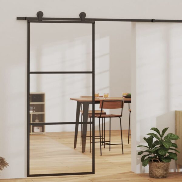 Sliding Door with Hardware Set ESG Glass & Aluminium 90x205 cm