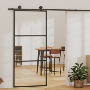 Sliding Door with Hardware Set ESG Glass & Aluminium 90x205 cm