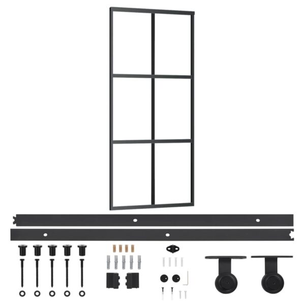 Sliding Door with Hardware Set ESG Glass & Aluminium 90x205 cm