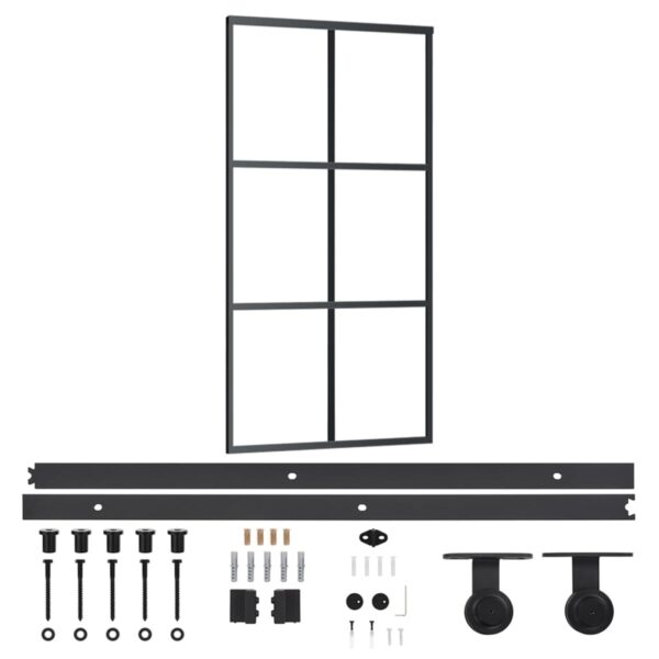 Sliding Door with Hardware Set ESG Glass & Aluminium 102x205 cm