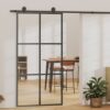 Sliding Door with Hardware Set ESG Glass & Aluminium 102x205 cm