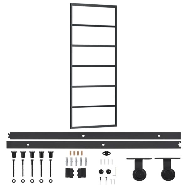 Sliding Door with Hardware Set ESG Glass & Aluminium 76x205 cm