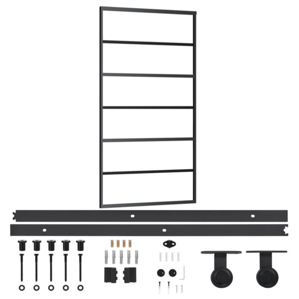 Sliding Door with Hardware Set ESG Glass & Aluminium 102x205 cm