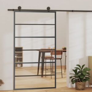 Sliding Door with Hardware Set ESG Glass & Aluminium 102x205 cm