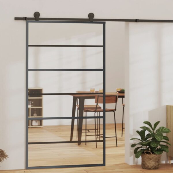 Sliding Door with Hardware Set ESG Glass & Aluminium 102x205 cm