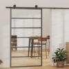 Sliding Door with Hardware Set ESG Glass & Aluminium 102x205 cm
