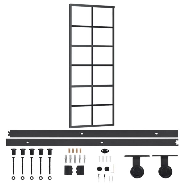 Sliding Door with Hardware Set ESG Glass & Aluminium 76x205 cm