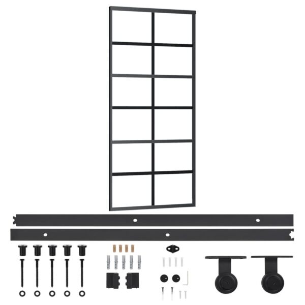 Sliding Door with Hardware Set ESG Glass & Aluminium 90x205 cm