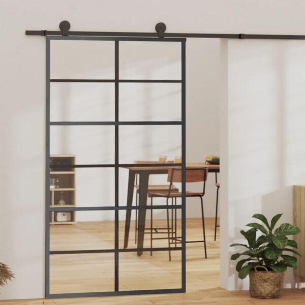 Sliding Door with Hardware Set ESG Glass & Aluminium 102x205 cm