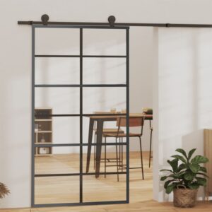 Sliding Door with Hardware Set ESG Glass & Aluminium 102x205 cm