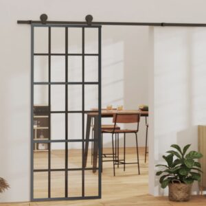 Sliding Door with Hardware Set ESG Glass & Aluminium 76x205 cm