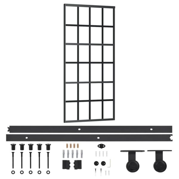 Sliding Door with Hardware Set ESG Glass & Aluminium 90x205 cm