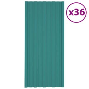 Roof Panels 36 pcs Galvanised Steel Green 100x45 cm