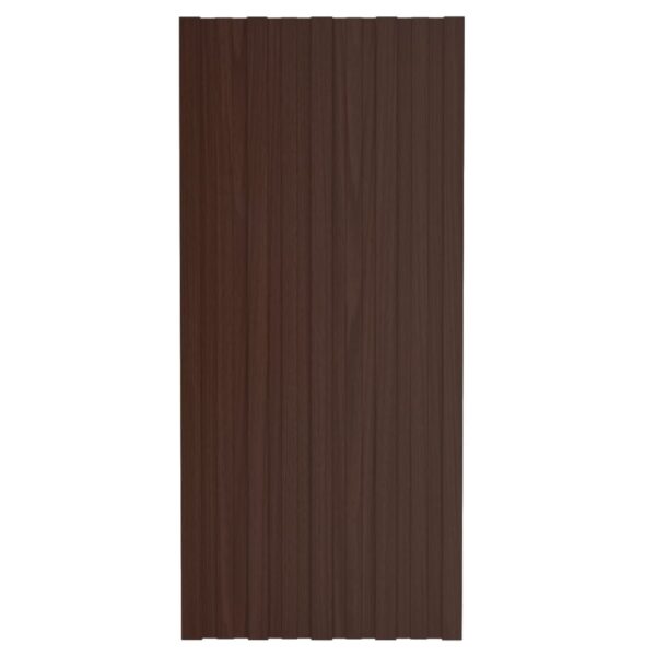 Roof Panels 12 pcs Galvanised Steel Brown 100x45 cm