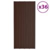 Roof Panels 36 pcs Galvanised Steel Brown 100x45 cm