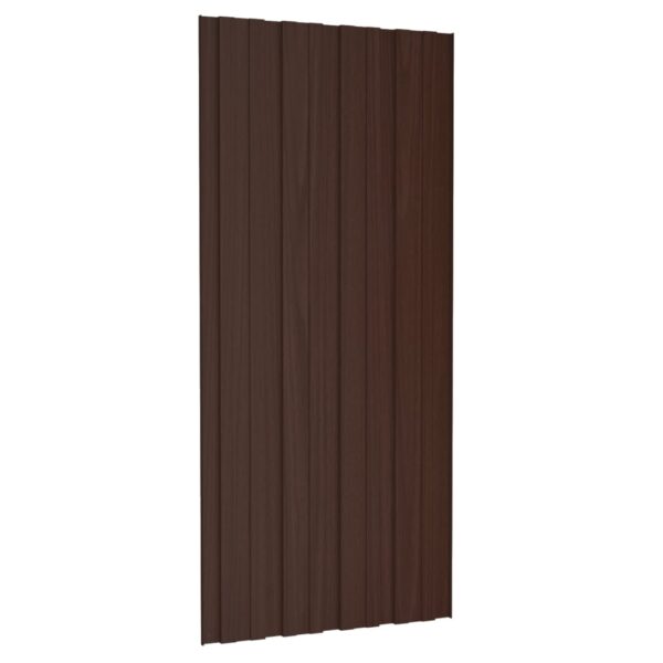 Roof Panels 36 pcs Galvanised Steel Brown 100x45 cm