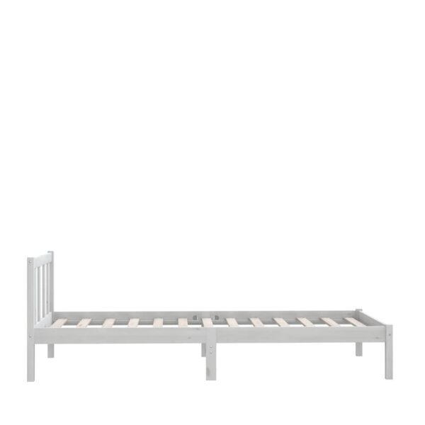 810068  Bed Frame without Mattress White Solid Wood 90x200 cm