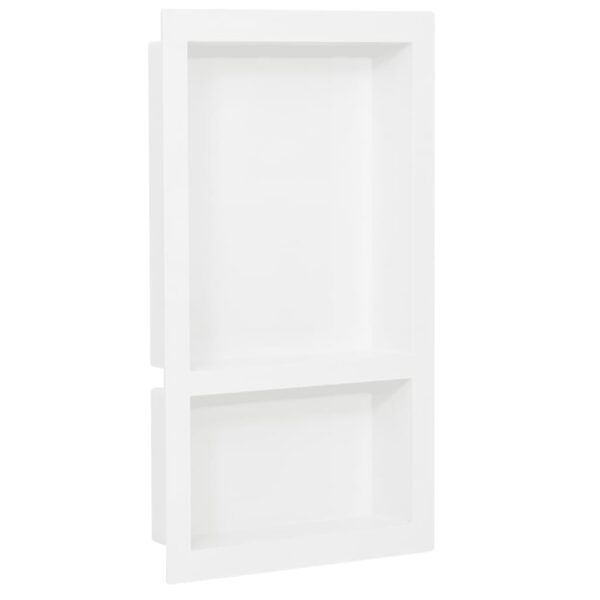 Shower Niche with 2 Compartments High Gloss White 41x69x9 cm