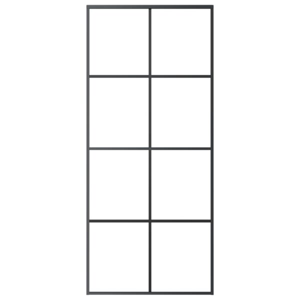 Sliding Door Black 90x205 cm ESG Glass and Aluminium