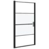 Shower Door 100x178 cm Half Frosted Tempered Glass Black
