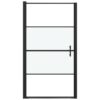 Shower Door 100x178 cm Half Frosted Tempered Glass Black