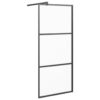 Walk-in Shower Wall 80x195 cm Frosted ESG Glass Black