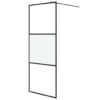 Walk-in Shower Wall Black 80x195 cm Half Frosted ESG Glass