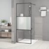 Walk-in Shower Wall Black 80x195 cm Half Frosted ESG Glass