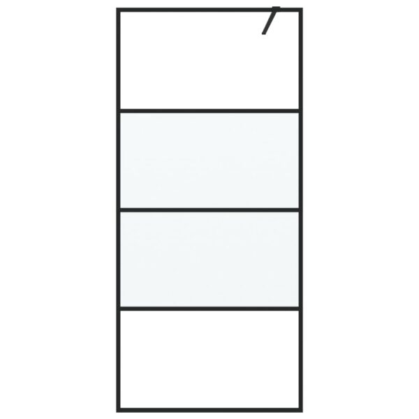 Walk-in Shower Wall Black 90x195 cm Half Frosted ESG Glass