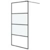 Walk-in Shower Wall Black 100x195 cm Half Frosted ESG Glass