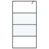 Walk-in Shower Wall Black 100x195 cm Half Frosted ESG Glass