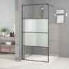 Walk-in Shower Wall Black 100x195 cm Half Frosted ESG Glass