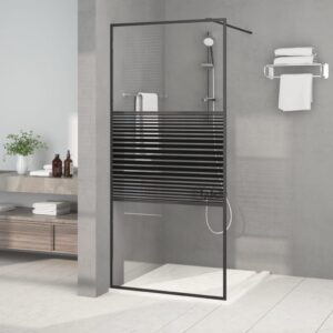 Walk-in Shower Wall Black 90x195 cm Clear ESG Glass