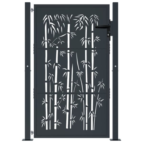 Garden Gate Anthracite 105x130 cm Steel Bamboo Design