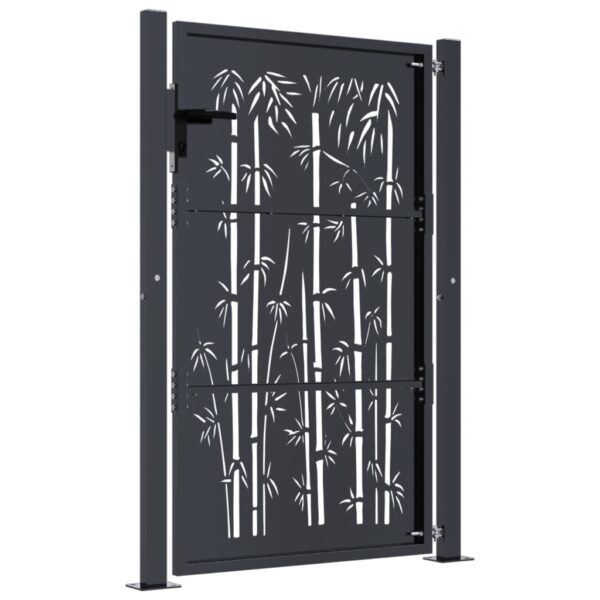 Garden Gate Anthracite 105x130 cm Steel Bamboo Design
