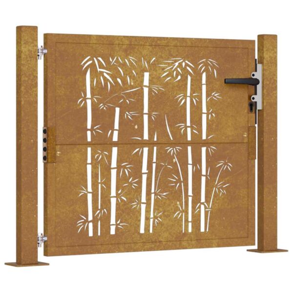 Garden Gate 105x105 cm Corten Steel Bamboo Design