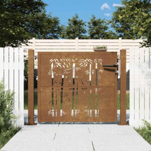Garden Gate 105x105 cm Corten Steel Bamboo Design