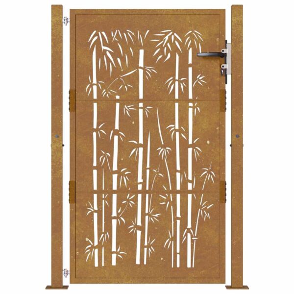 Garden Gate 105x130 cm Corten Steel Bamboo Design