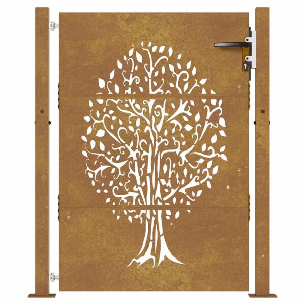 Garden Gate 105x130 cm Corten Steel Tree Design