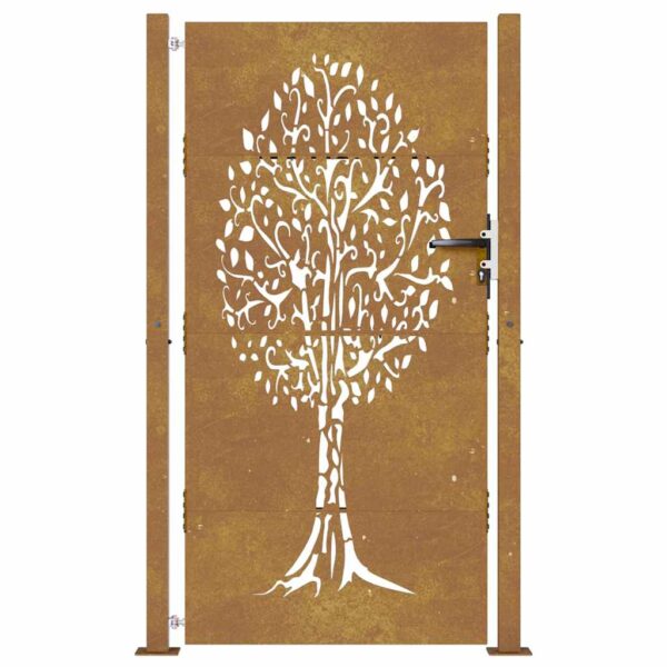 Garden Gate 105x180 cm Corten Steel Tree Design