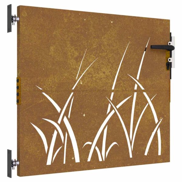 Garden Gate 85x75 cm Corten Steel Grass Design