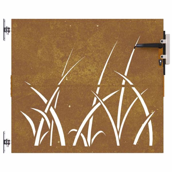 Garden Gate 85x75 cm Corten Steel Grass Design