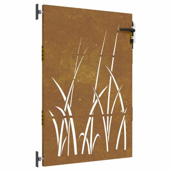 Garden Gate 85x125 cm Corten Steel Grass Design