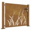 Garden Gate 105x80 cm Corten Steel Grass Design