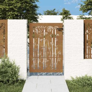 Garden Gate 85x125 cm Corten Steel Bamboo Design