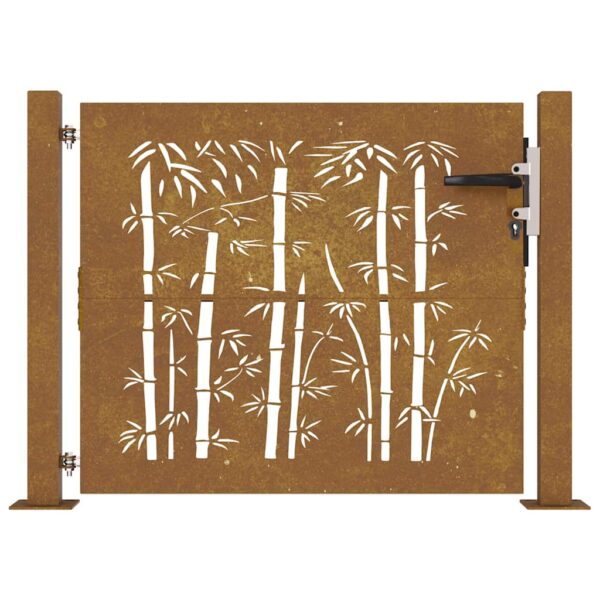 Garden Gate 105x80 cm Corten Steel Bamboo Design