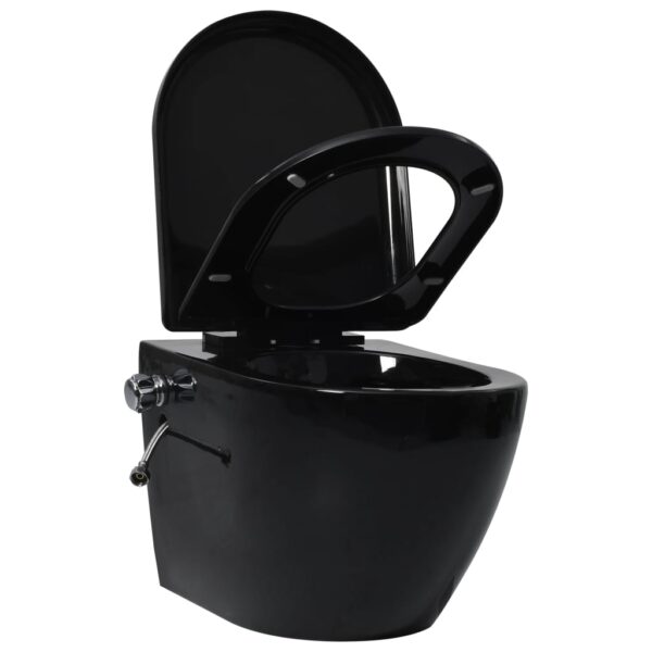 Wall Hung Rimless Toilet with Concealed Cistern Black Ceramic