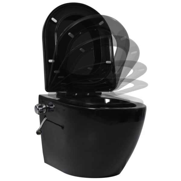 Wall Hung Rimless Toilet with Concealed Cistern Black Ceramic