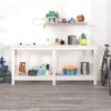 Work Bench White 180x50x80 cm Solid Wood Pine