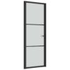 Interior Door 76x201.5 cm Black Matt Glass and Aluminium